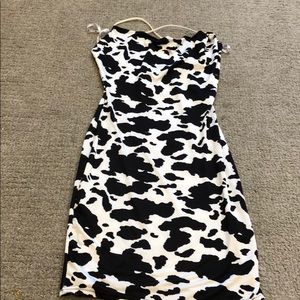 Misguided Spaghetti strapped cow print dress Small